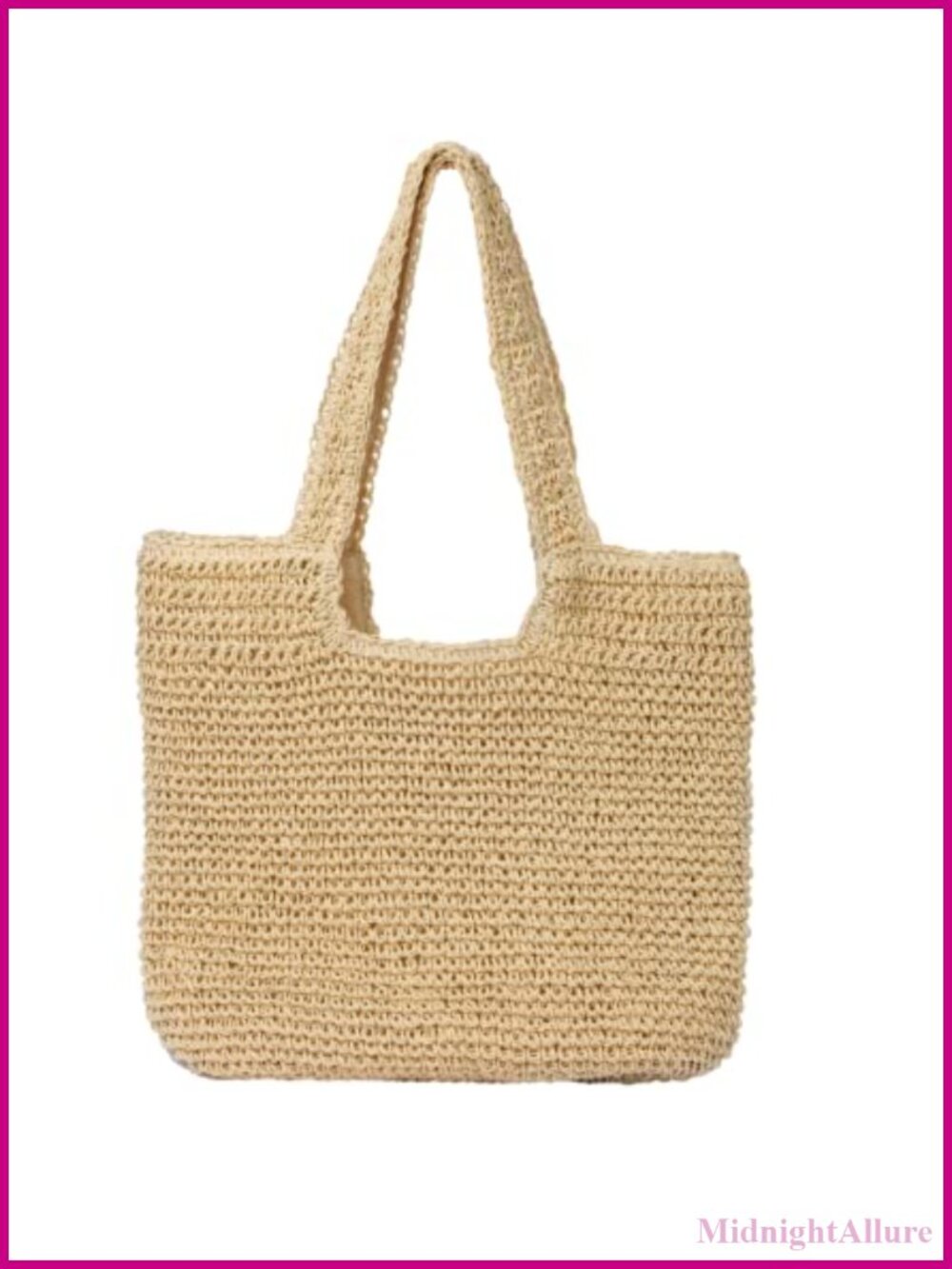 Handwoven Straw Beach Tote Large Woven Shoulder Bag Summer Vacation